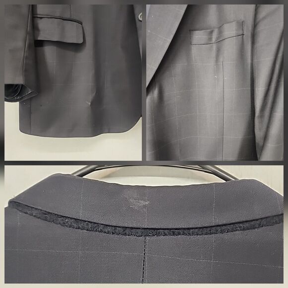 Sport Coat Blazer Jacket Check Navy Blue Wool Tweed Academia | Jos A. Bank 50R - Picture 10 of 10